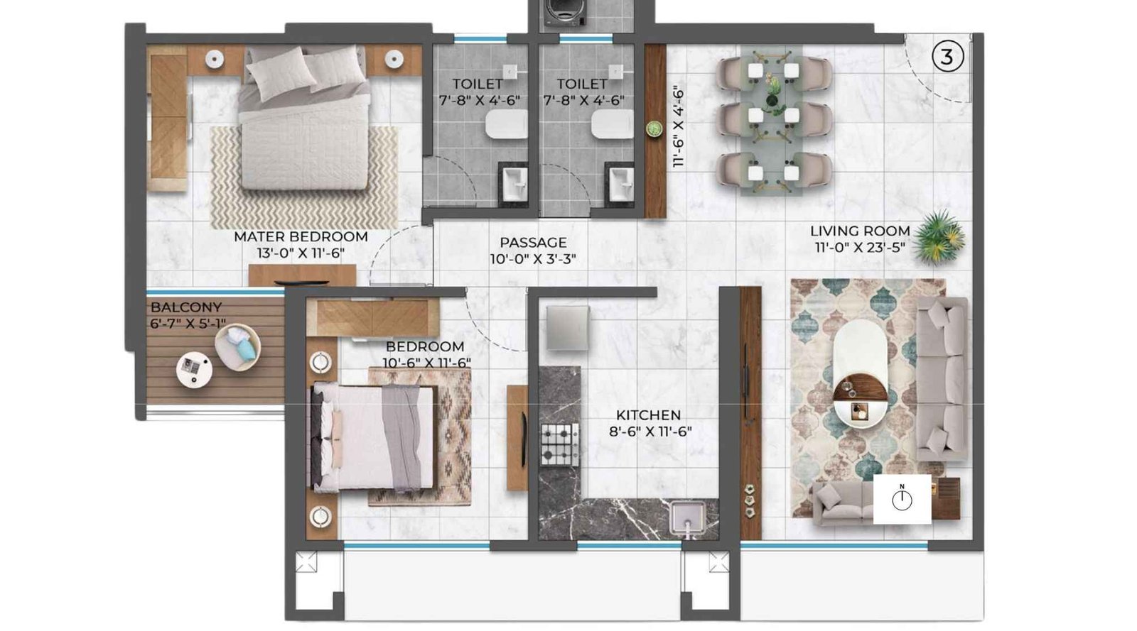 Paradise-Codename-Alpha-Floor-plan-2-BHK