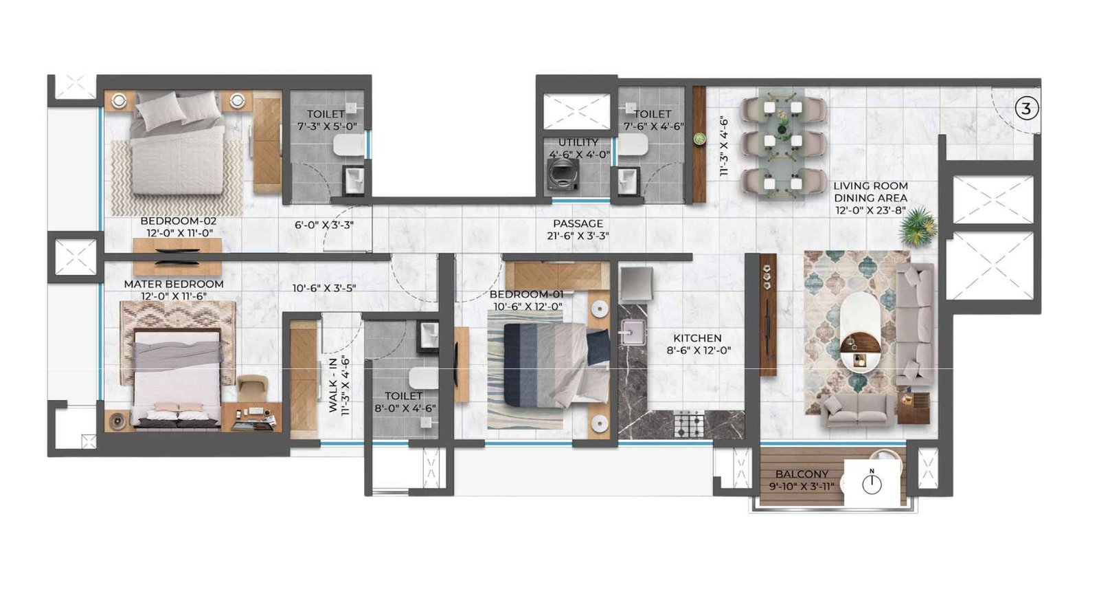 Paradise-Codename-Alpha-Floor-plan-3-BHK